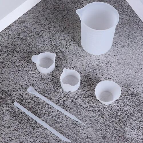 250ml Non-Stick Silicone Measuring Cup Silicone Mold DIY Mixing Cup Stirring Stick Jewelry Making Glue Distribution Cup Supplies