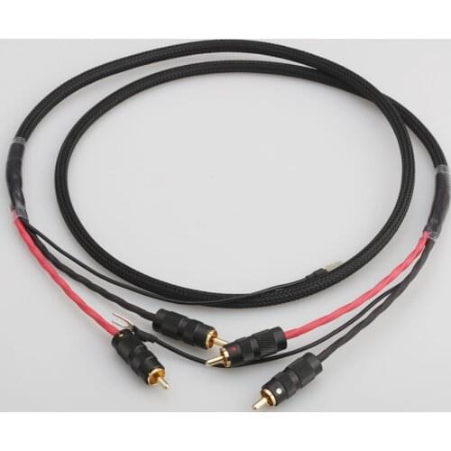 Audiocrast 2 RCA to 2 RCA ground U spade plug Audio Phono Tonearm Cable with Ground Wire for LP Vinyl Record player signal cable