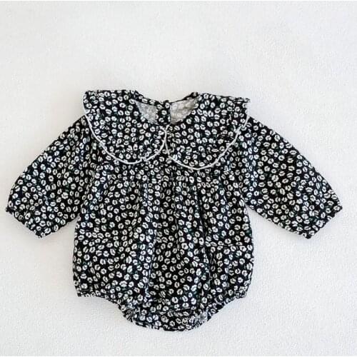 Baby Girl Bodysuits Floral Print Doll Collar Cotton Long Sleeve Spring Autumn Baby Girls Clothes Infant Baby Girls Jumpsuit