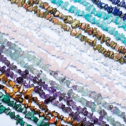 Natural Fluorite Amethysts Malachite Quartz Crystal Beads 4-7mm Small Chips Stone Beads DIY Beadwork Jewelry Reiki Healing 85CM