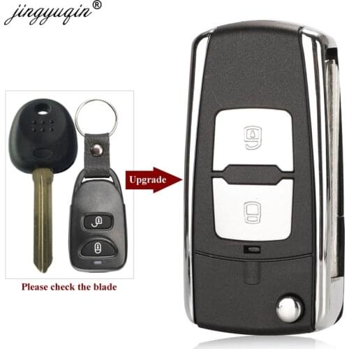Jinyuqin No Battery Holder Car Key Shell For Hyundai Elantra Santa FE Atos Trajet Remote Alarm Modified Flip Key Case