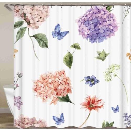 Flowers Shower Curtain Rose Succulent Plant Plum Blossom Bathroom Curtain Waterproof Fabric With Hook 72x72 Inch