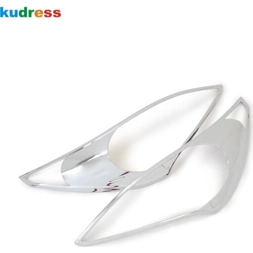 For Hyundai Solaris 2010 2011 ABS Chrome Front Headlight Cover Trim Head Light Lamp Frame Trims Car Styling Accessories 2pcs