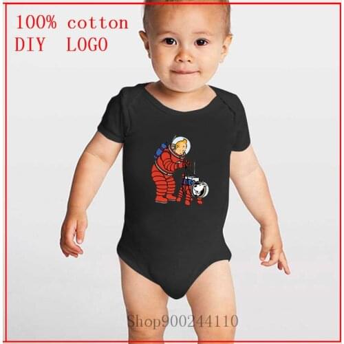 Newborn Girl Boy Tintin and Snowy in Space Baby Bodysuit High Quality Cute Beby 0-24M Cotton Short Sleeve Baby Infantil Costume