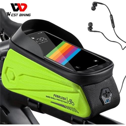 WEST BIKING Bicycle Top Front Tube Bag Waterproof Touch Screen Cycling Frame Bag 7.0 Inch Phone Case MTB Road Bike Accessories