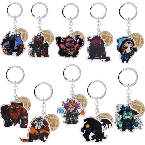 Game Dota 2 Keychain Wood Cartoon Characters Keyring Car Key Chains Key Holder Gift for Player Men Women