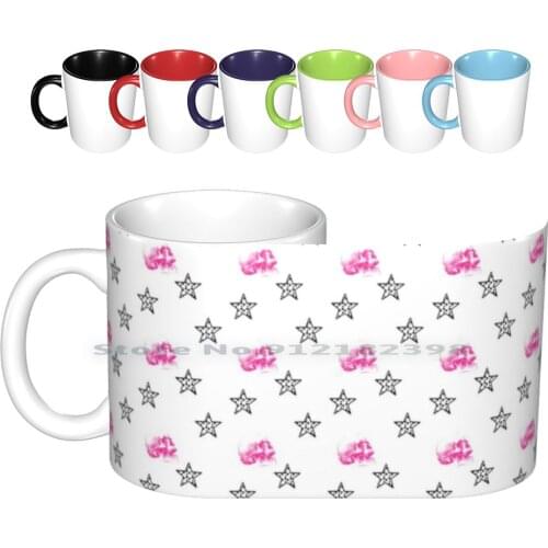 Skulls And Stars Ceramic Mugs Coffee Cups Milk Tea Mug Skull Skeleton Spooky Punk Hot Pink Dorm Room Coffee Cups Creative