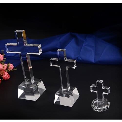 Jesus Christ Christian Cross Crystal Glass Standing Crucifix Catholic Religious Goods Gift Church Decoration Home Ornament