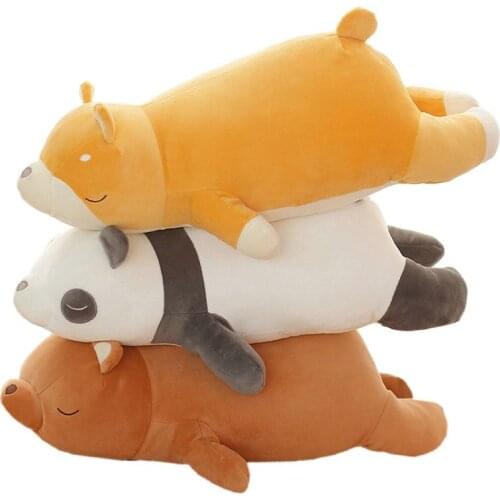 Lying Panda Shiba inu Dog Brown Bear Plush Pillow Stuffed Soft Cartoon Animals Unciorn Throw Pillow School Nap Sleeping Pillow