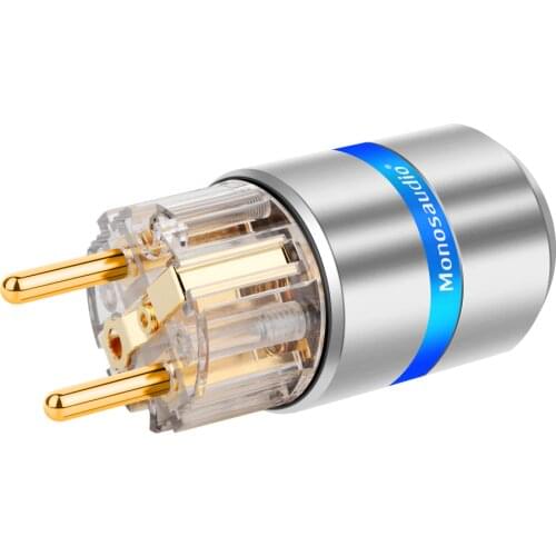 Monosaudio E107G/F107G 99.998% Pure Copper Gold Plated Schuko EU Version Power Plug Connector IEC Female Plug Mains Power Cord