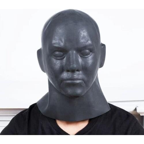 Mens Latex Rubber Hood Enclosed latex mask Back zip 3D Face mask latex rubber made （Head size 60-64cm neck size 41cm around