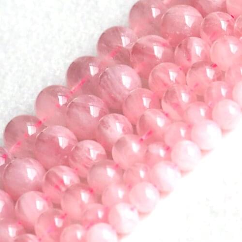 Natural Round Pink Madagascar Rose Quartzs Beads For Jewelry Making Beads Bracelets For Women 15'' Needlework DIY Beads