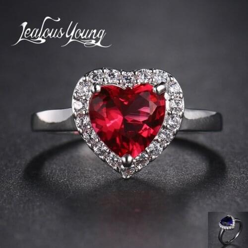 2017 New Arrival Ocean Blue Heart Shape Cubic Zirconia Engagement Ring Red White Gold Color Titanium Rings AR095