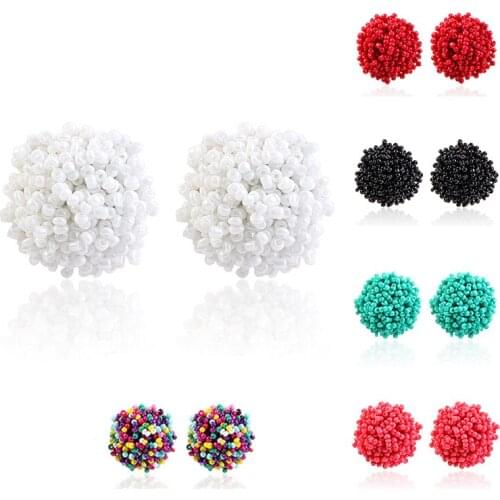 New Earrings Fashion Simple Stud Earrings Personality Trend Push-back Mi beads Earrings Jewelry Womens Earrings
