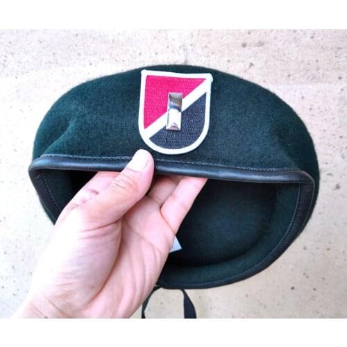 New US Army 6th Special Forces Group Wool Green Beret FIRST LIEUTENANT OFFICER RANK INSIGNIA Military Hat Cap 1963~1971