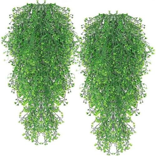 Hanging Plants Artificial Plants Vines Fake Hanging Ivy Fake Ivy Plastic Greenery for Wall Home Room Pack of 2