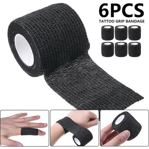 6pcs/set Self Adhesive Elastic Bandage Black 5cm*4.5m Sport Tape Elastoplast Emergency Muscle Tape First Aid Tool Knee Support