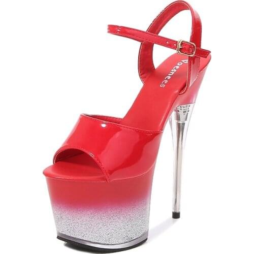 Summer Women Shoes big Size 43 Classics 17 cm Patent Leather Super High Heel Sandals Female Shoes Ladies Sexy Pumps Pole Dance