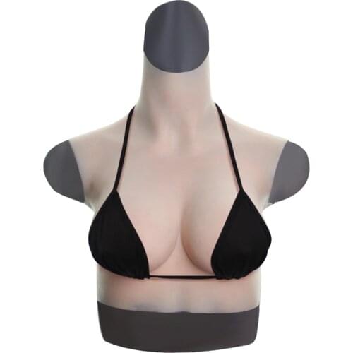 CYOMI B/C/D Cup Silicone Breast Forms Fake Boobs with cotton filling High Collar Neck to Ear Silicone for Cosplay Drag Queen 3G