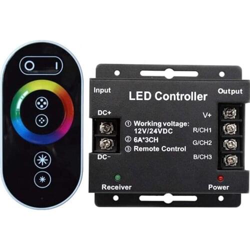 Led Controller 12V Hotsales 24V 18A 24A 30A High Power Rgb Strip Black 433mhz Rf Touch Remote Control Rgb Led Controller
