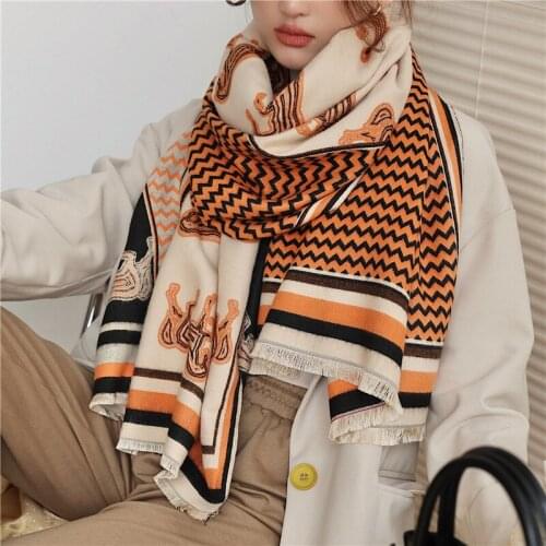Warm Ladies Pashmina Elegant Thick Blanket Long Women Scarves Winter Shawls Wraps Bufanda Cashmere Scarf Hijab Echarpe 2021
