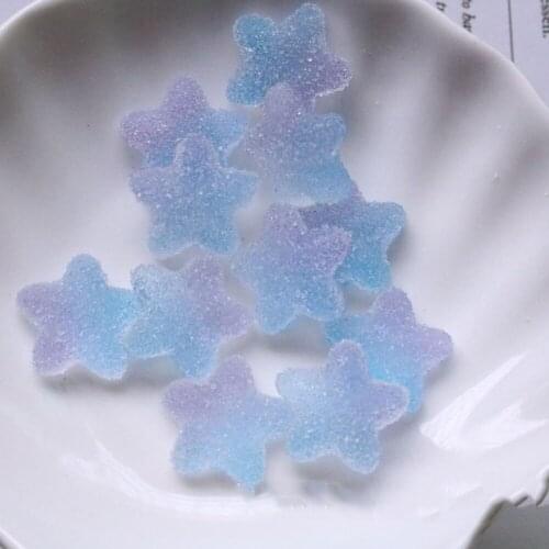 50Pcs/Bag Gummy Star Nail Art Decoration 10mm Resin Gradient 3D Five-pointed Charms 6 Colors Candy DIY Manicure Accessories KI#9