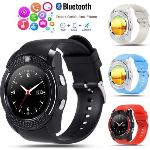 V8 Round Smart watch Adult Fashion Card Bluetooth Phone Watch MP3 MP4 Touch Screen Message Reminds Stylish Smart Watch Bracelet