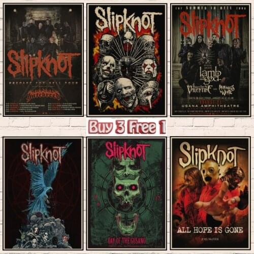 Heavy Metal Band Vintage Poster Kraft Paper Rock Band Posters Bar Poster Wall Stickers Retro Home Decorative Painting A1