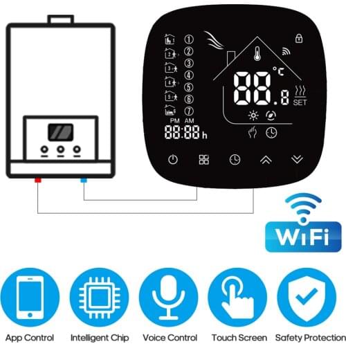 Wifi Thermostat with Touchscreen LCD Display Weekly Programmable Water/Electric/Boiler Smart Temperature Controller
