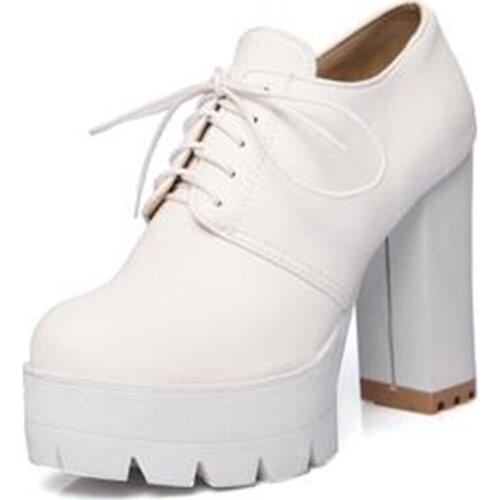 2019 autumn new European PU leather pumps women boots thick with waterproof platform shoes female super high heels womens shoes