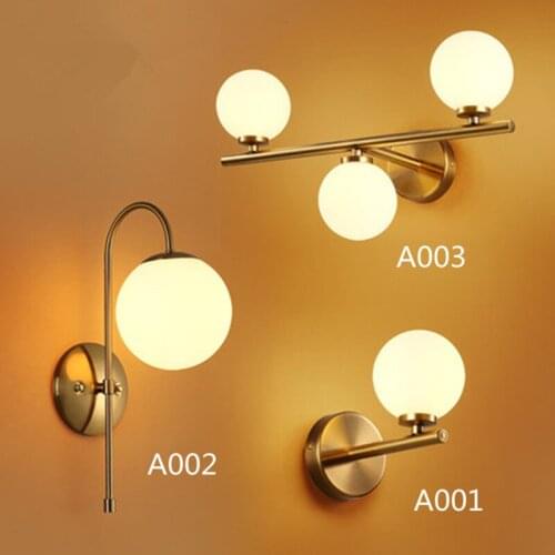 1 \2 \3 Heads Modern Bedroom Lights Gold Living Room Lights Simple Glass Ball Aisle Light With LED Bulbs Free Shipping