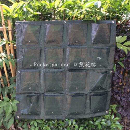 1pcs 16 Pockets Vertical Garden Planter Wall-mounted PE Home Gardening Flower Planting Bags Wall Planter Pocketgarden