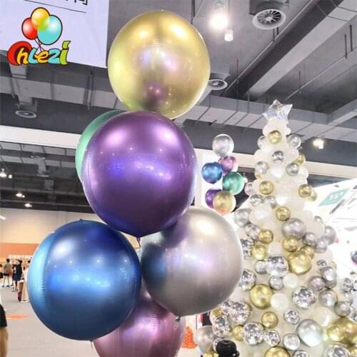1pc 22 inch 4D Round Metal matt Foil Balloons Bridal Shower Wedding Engagement Decorations Baby Happy Birthday party Supplies