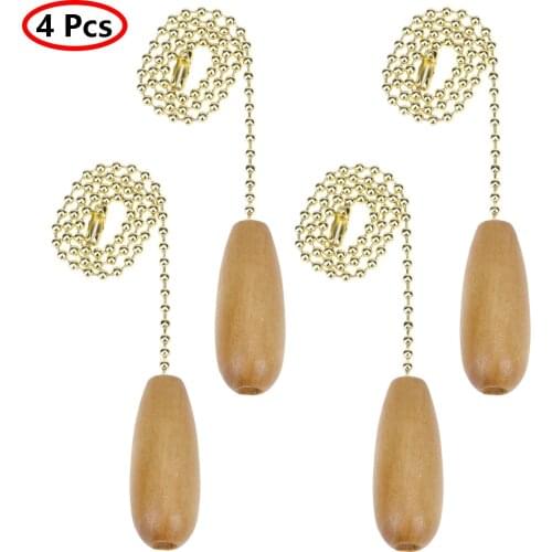 4 Ceiling Fan Pull Chains Set Vintage Walnut Color Wooden Pull Pendants Home Decorations DIY Ceiling Light Lamp Puller Extension