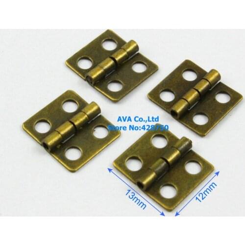 40 Pieces Antique Brass Jewelry Box Hinge Small Gift Box Hinge 13x12mm with Screws
