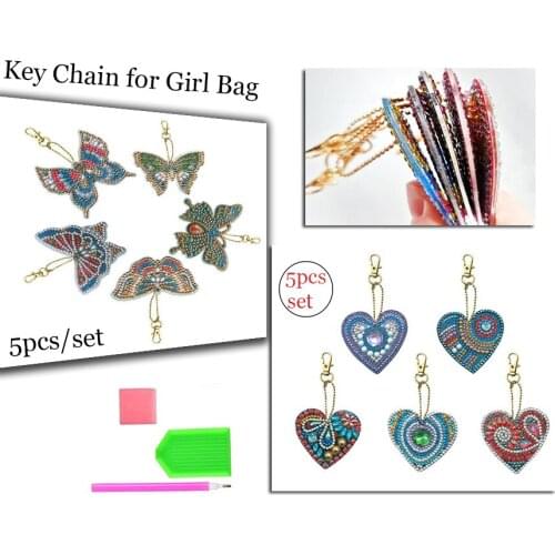 DIY Diamond Girl Women Bag Key Chain Pendant Special-Shaped Full Diamond Painting Keyring Keychains Cross Stitch Embroidery