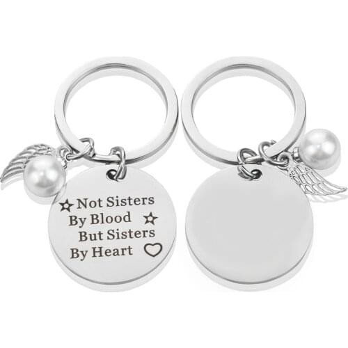 "Best Friends Are The Sisters We Choose" Quote Friendship Keychain Good Sister Angel Wings Pearl Keychain Gift For Friends