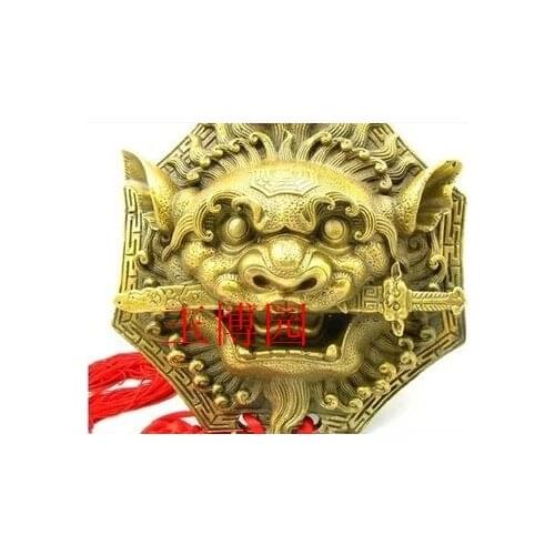 A bronze sword "bite evil defends the copper lion head listing safe feng shui supplies