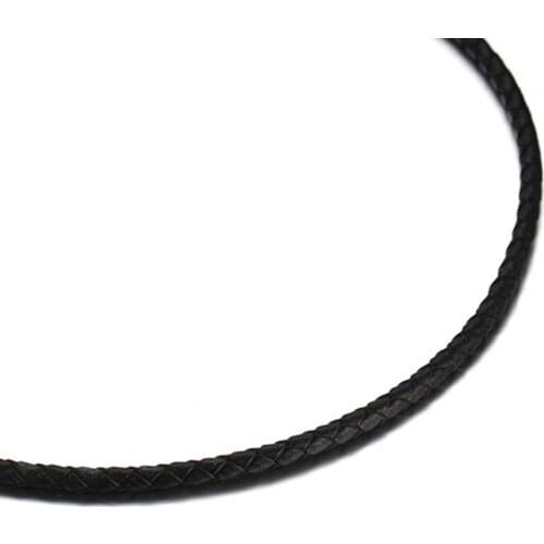 3mm 17.5/ 19.5/21.5" New Quality Black Magnetic Buckle Leather Chain Stainless Steel Mens Womens Necklace Jewelry Friend Gift