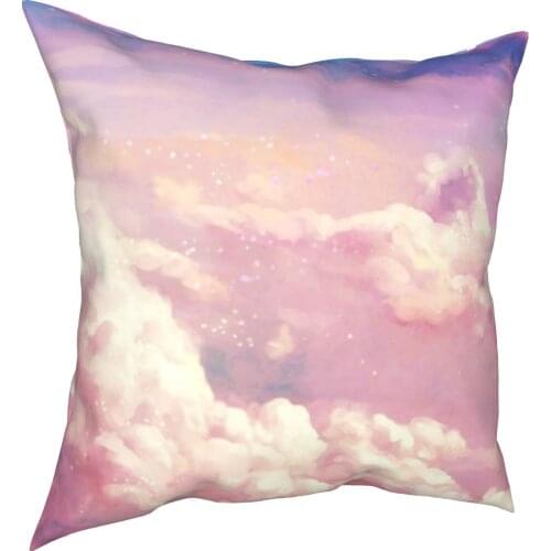 Dream pink sky color cloud printing pillow case nature magic scene linen pillow case sofa home decoration pillow case