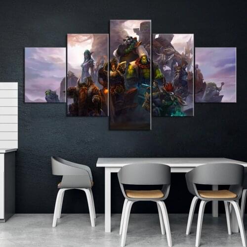 5 Piece Decorative Painting Poster Game Home Mural World of Warcraft Game Animation Art Wall Decor Paintings