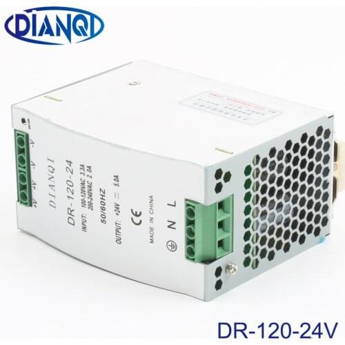 DIANQI Din rail power supply 120w 24V power suply 24v 120w ac dc converter dr-120-24