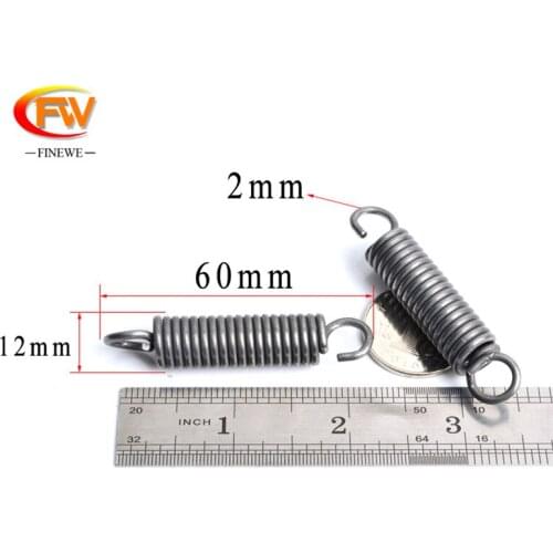 FINEWE 2pcs /lot 2.0mm wire diameter small heavy duty tension extension spring wholesale custom