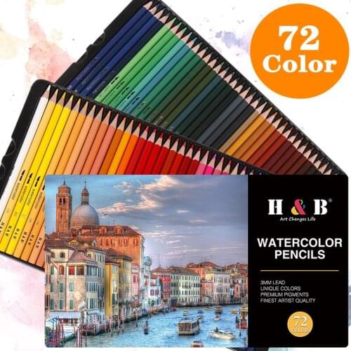 Drawing Pencils Set Color Pencil 72 Colors Water Soluble Artistic Color Lead Brush Sketch Wood Hand-Painted School Art Supplies