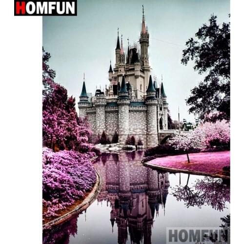 HOMFUN Full Square/Round Drill 5D DIY Diamond Painting "Castle scenery" Embroidery Cross Stitch 5D Home Decor Gift A17093