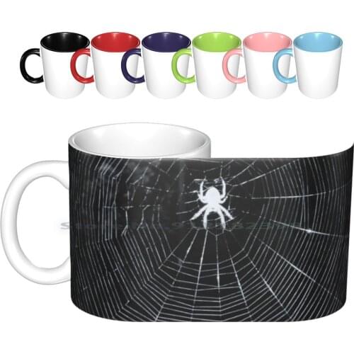 Charlotte’s Web Ceramic Mugs Coffee Cups Milk Tea Mug Spider Web Spider Spider Wed Design Spooky Halloween Web Black And White
