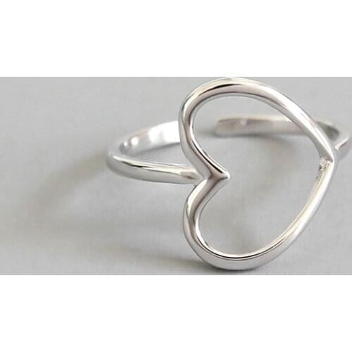 Trendy 100% 925 sterling silver hollow love heart rings for women girlfriend gifts, cute finger ring woman fine jewelry