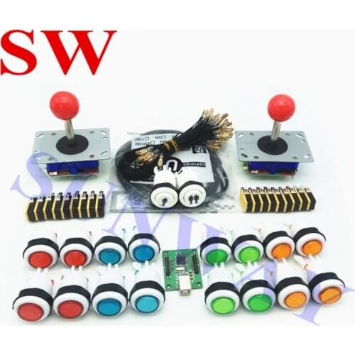 2 Players DIY Arcade Joystick Kits 1pc Xin -Mo USB Encoder Cables Arcade Game Parts A4 Push Buttons with Wiring Harness