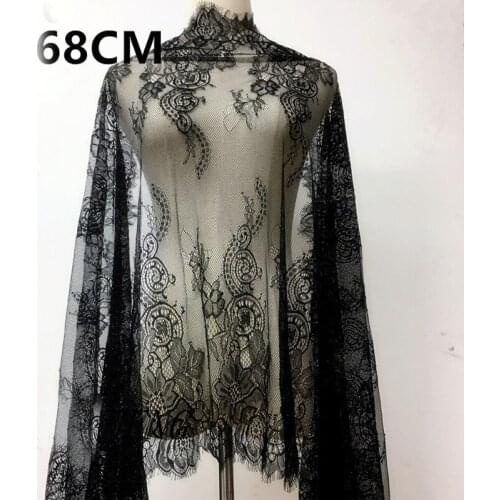 3 meter/ lot Sexy Eyelash Lace Fabric 68cm DIY Decorative High Quality Soft Nylon Eyelash Lace Trim Wedding Dress Fabric