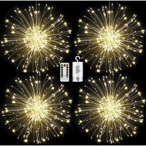 200LED Starburst Copper Hanging Fairy Light With Battery Case Remote For Living Room Decoration Christmas Valentine Patio Decor